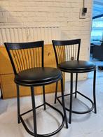 2 zwarte barkrukken, Huis en Inrichting, Barkrukken, 2 krukken, Ophalen, Gebruikt, 60 tot 90 cm