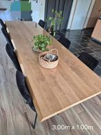 Eiken tafel 3 meter op 1 meter met zwarte spinpoot, Huis en Inrichting, Tafels | Eettafels, Ophalen