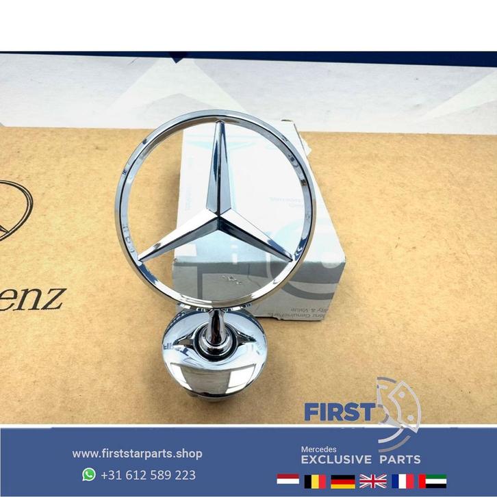 Mercedes STAANDE STER CHROOM motorkap logo embleem METAAL AM, Auto-onderdelen, Carrosserie, Mercedes-Benz, Gebruikt, Ophalen of Verzenden