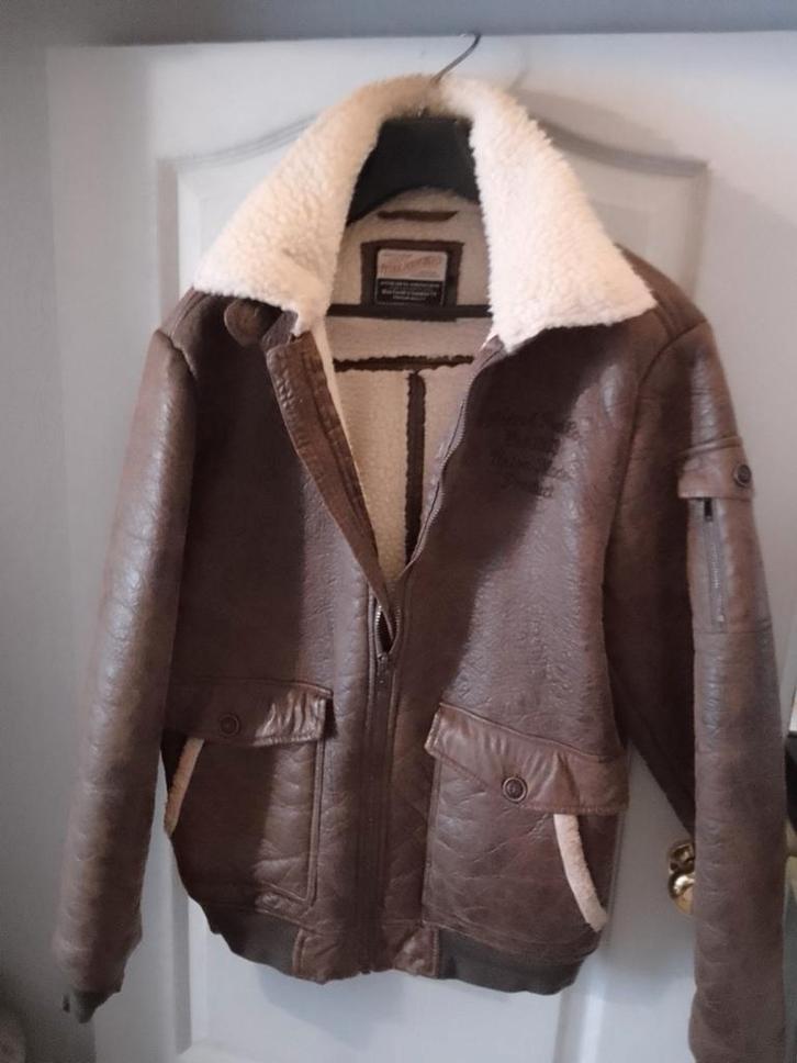 Jas Heren vest winter PETROL INDUSTRIES leder en pels, Kleding | Heren, Jassen | Winter, Zo goed als nieuw, Maat 52/54 (L), Beige