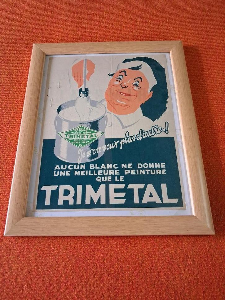 oude reclame jaren 30 ingekaderd, Verzamelen, Merken en Reclamevoorwerpen, Gebruikt, Reclamebord, Ophalen of Verzenden