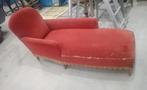 Chaise longue fluweel rood, Gebruikt, Eenpersoons, Hout, Ophalen