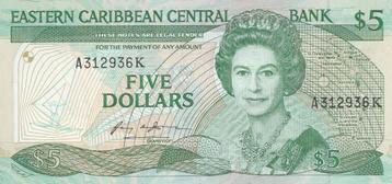 Eastern Caribbean Central Bank ~ Five Dollars  beschikbaar voor biedingen