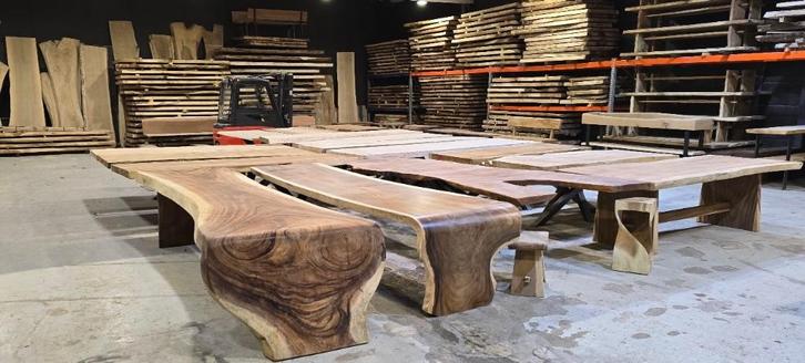 tuintafels, boomstam meubels, Tuin en Terras, Tuintafels, Zo goed als nieuw, Hout, Ophalen of Verzenden