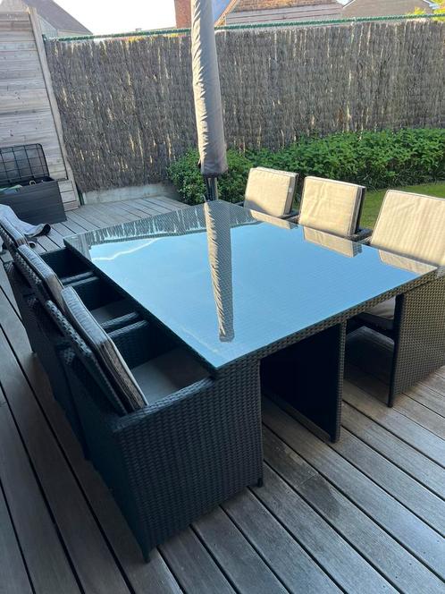 Zeer mooie tuinset grand wicker van Hartman, Tuin en Terras, Tuinsets en Loungesets, Zo goed als nieuw, Tuinset, Wicker, Ophalen