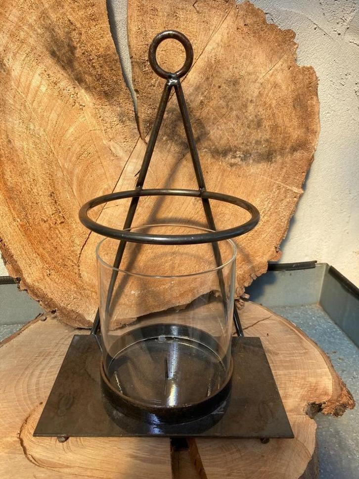 MUUR-LANTAARN METAAL GLASCILINDER NIEUW, Huis en Inrichting, Woonaccessoires | Kandelaars en Kaarsen, Nieuw, Kandelaar, 25 tot 50 cm