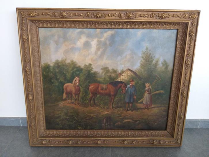 Huile sur toile signée Hubert Henrard, Antiek en Kunst, Kunst | Schilderijen | Klassiek, Ophalen