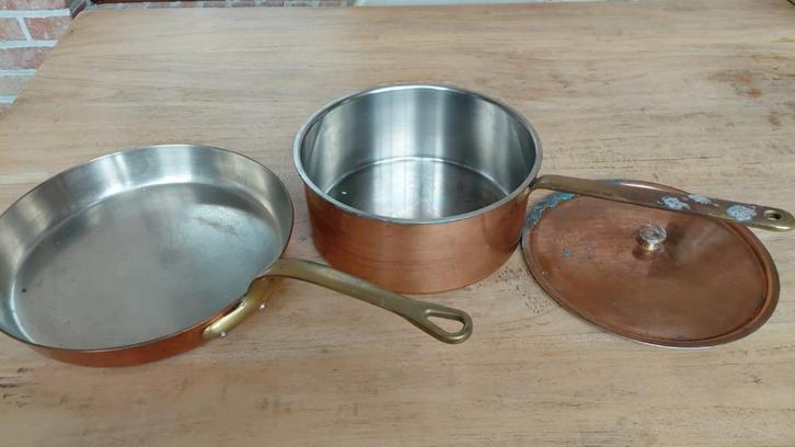 Casserole et sauteuse en cuivre, Maison & Meubles, Cuisine | Casseroles & Poêles, Utilisé, Enlèvement