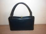 mooie vintage blauwe lederen handtas, Handtassen en Accessoires, Tassen | Damestassen, Ophalen of Verzenden, Handtas