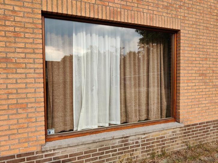 Houten ramen Meranti, Doe-het-zelf en Bouw, Glas en Ramen, Zo goed als nieuw, Gevelraam of Ruit, Dubbelglas, Ophalen
