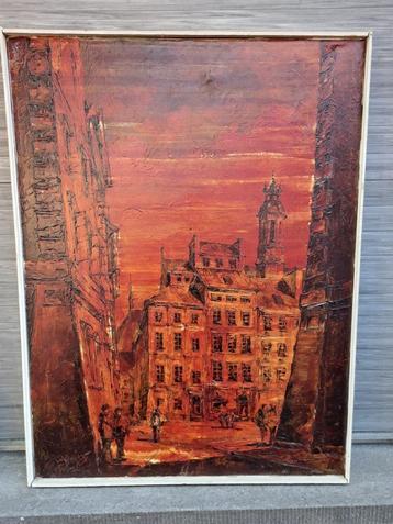 huile sur toile village beschikbaar voor biedingen