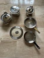 pannenset, Huis en Inrichting, Ophalen, Inox, Gebruikt, Keramische plaat