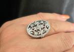 Zilveren Jugendstil ring met Swarovski. 2025/573, Verzenden, Zilver, Ring, Met edelsteen