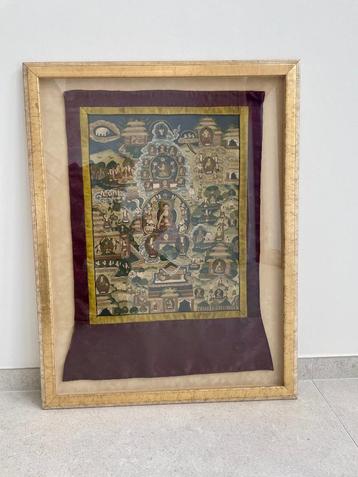 Origineel Thangka-schilderij van het Boeddha-leven disponible aux enchères