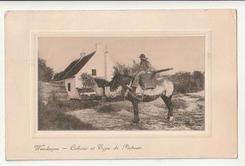 Wenduyne - Cabane et Type de Pêcheur (à cheval) Héliotypie, Envoi, Avant 1920, Affranchie, Flandre Occidentale