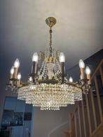 Lustre à pampilles – cristal & laiton doré – excellent état, Maison & Meubles, Lampes | Lustres, Enlèvement, Comme neuf