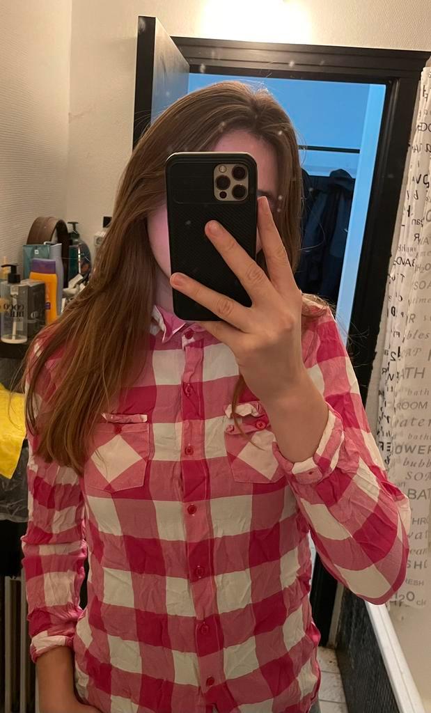 roze, witte Hemtje, Kinderen en Baby's, Kinderkleding | Maat 164, Zo goed als nieuw, Ophalen