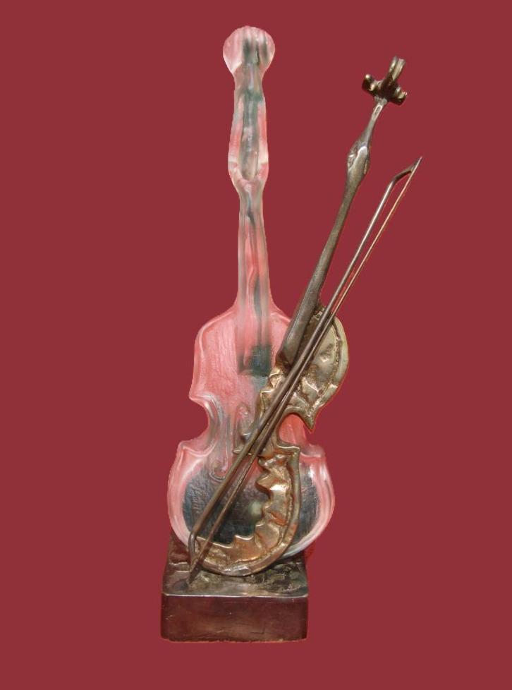 Yves Lohé - viool - Brons & paté de verre, Antiek en Kunst, Antiek | Brons en Koper, Brons, Ophalen