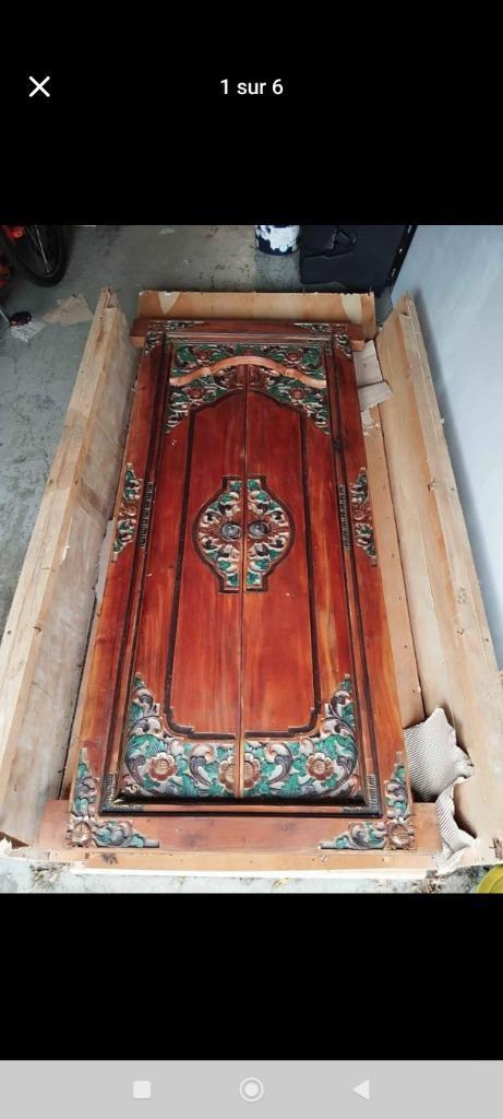 Porte balinaise authentique 210x90 cm, Antiek en Kunst, Antiek | Overige Antiek, Ophalen