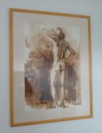 Origineel aquarel. 80x60cm., Antiek en Kunst, Kunst | Litho's en Zeefdrukken, Ophalen