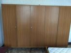Vintage kleerkast en bed, Huis en Inrichting, Slaapkamer | Bedden, Ophalen, Gebruikt, Jaren 60, Bruin