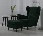 strandmon fauteuil + voetenbank  ikea velvet groen, Huis en Inrichting, Ophalen, Nieuw
