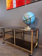 Vintage bijzettafeltje in goudkleurig chromé metallic, Huis en Inrichting, Tafels | Bijzettafels, Ophalen