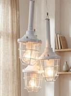 Suspension FARO-H-W – verre & métal – blanc industriel, 75 cm ou plus, Enlèvement ou Envoi, Verre, Utilisé