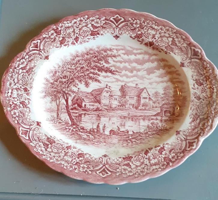 Plat ovale en faience anglaise decor rose, Antiek en Kunst, Antiek | Keramiek en Aardewerk, Ophalen of Verzenden