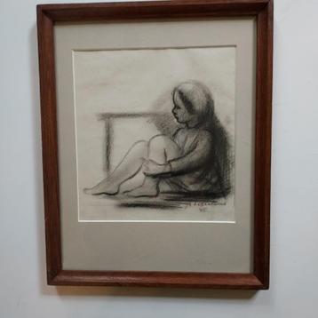 tekening zittend meisje (Jozef Schellekens)