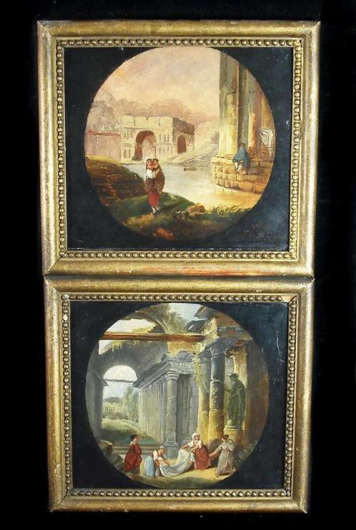 Paire de tableaux XIXè/Personnages à l'antique/Datée 1842, Antiquités & Art, Art | Peinture | Classique, Envoi