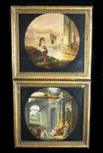 Paire de tableaux XIXè/Personnages à l'antique/Datée 1842, Envoi