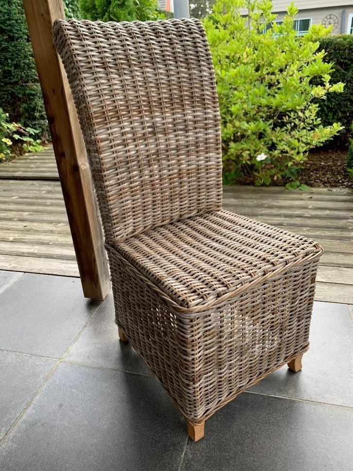 landelijke gevlochten rieten stoel, Huis en Inrichting, Stoelen, Gebruikt, Vijf, Zes of meer stoelen, Hout, Riet of Rotan, Overige kleuren
