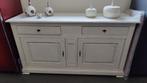 Bahut 2 portes + 2 tiroirs chêne massif cérusé blanc, 150 à 200 cm, Comme neuf, Avec tiroir(s), Chêne