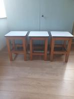 Set van 3 vintage schoolkrukken, Huis en Inrichting, Krukjes, Ophalen, Gebruikt, Hout