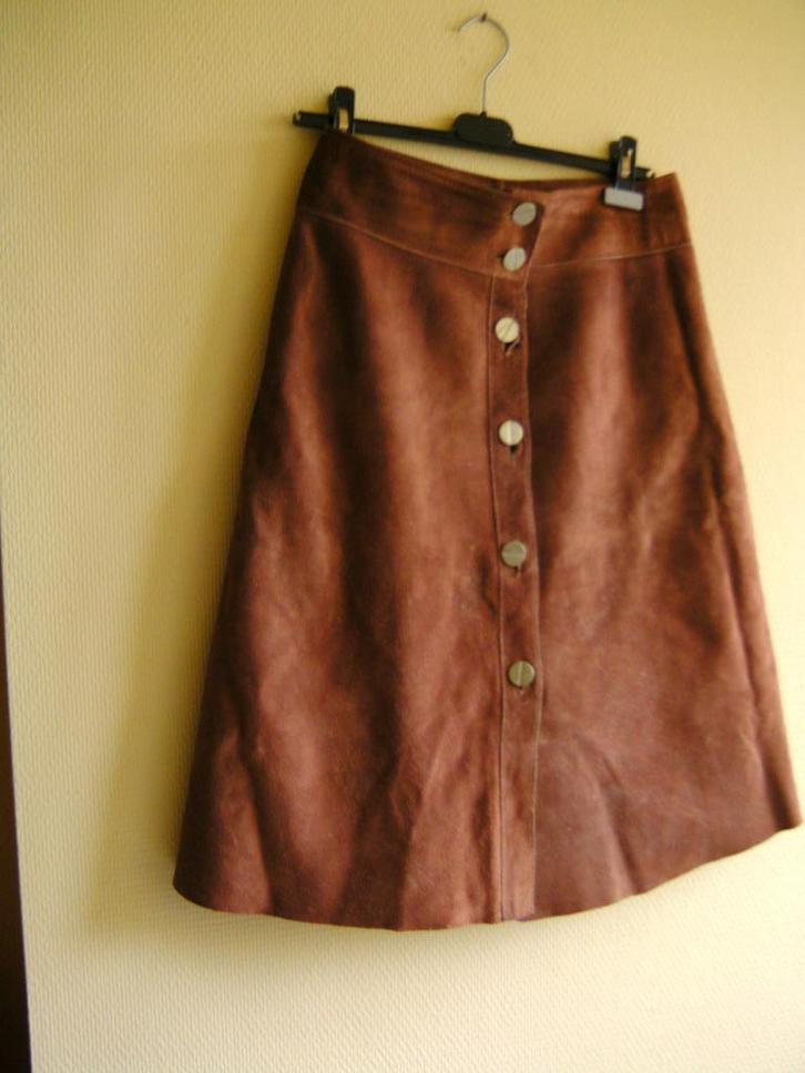 Daim gaucho rok en gillet, Kleding | Dames, Rokken, Zo goed als nieuw, Maat 42/44 (L), Bruin, Knielengte, Ophalen