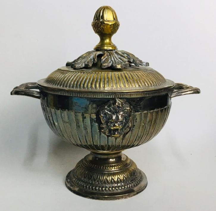 Antieke design messing voorraadpot bonbonniere dekselpot, Antiek en Kunst, Curiosa en Brocante, Ophalen of Verzenden