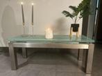 Inox salontafel met Crackle glas, Minder dan 50 cm, 50 tot 100 cm, Ophalen of Verzenden, Minder dan 50 cm