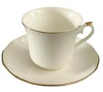 Queen Anne kop en schotel wit goud rand 15cl vintage Engelan, Huis en Inrichting, Verzenden, Zo goed als nieuw