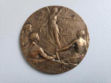 Bronzen medaille exposition Charleroi 1911, Ophalen of Verzenden