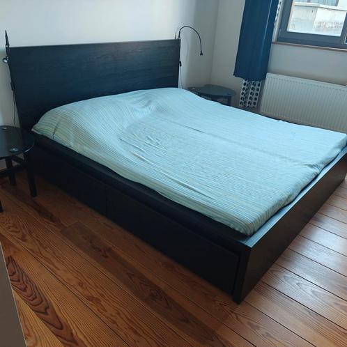 MALM zwart bed 180x200 cm, Huis en Inrichting, Slaapkamer | Bedden, Gebruikt, 180 cm, Hout, Bruin, Ophalen