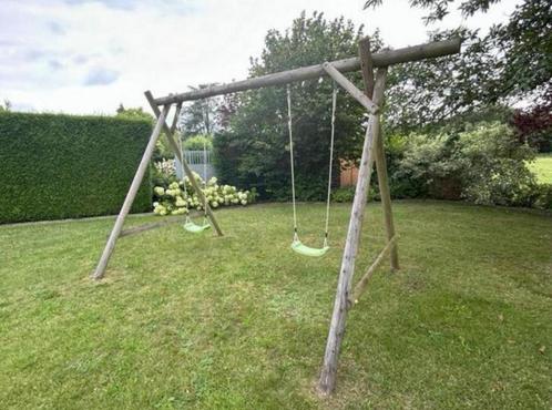 Zeer stevige houten schommel met toebehoren, Enfants & Bébés, Jouets | Extérieur | Aires de jeux, Comme neuf, Corde d'escalade