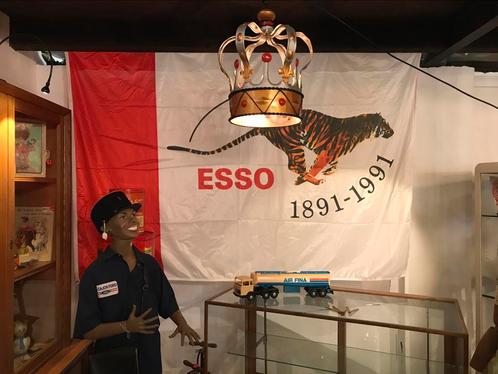 Vintage Esso Tijger Vlag 1891 - 1991, Collections, Marques & Objets publicitaires, Utilisé, Panneau publicitaire, Envoi