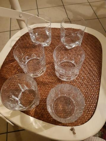 Lot : 6 verres à whisky vintage - cristal d'Arques
