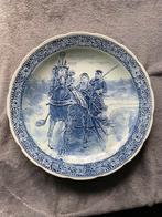 Vintage Delfs blauw groot bord met koets motief, Ophalen