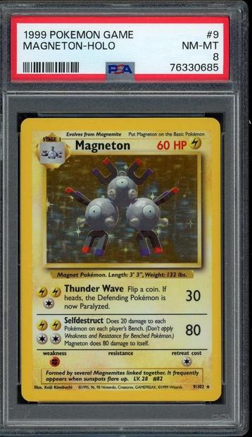Micro-ondes Holo PSA 8 - 9/102 - Set de base 1999, Envoi, Comme neuf, Cartes en vrac, Foil