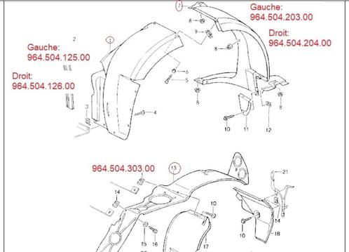 Doublures d'aile pour Porsche 964, Autos : Pièces & Accessoires, Suspension & Châssis, Porsche, Enlèvement ou Envoi