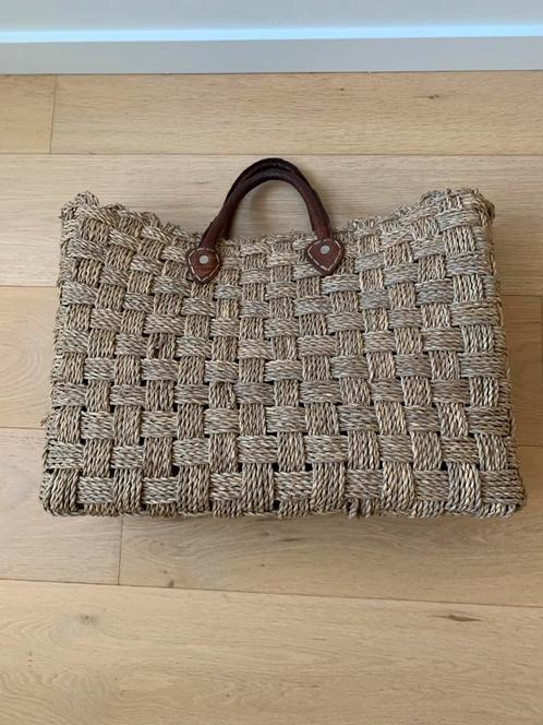 Grote geweven rotan tas, Wicket Bag mand,, Handtassen en Accessoires, Tassen | Damestassen, Zo goed als nieuw, Ophalen of Verzenden