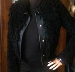 Uniek zwart lederen vintage jasje met schapenwol - topstaat!, Kleding | Dames, Jassen | Winter, Ophalen, Zo goed als nieuw, Maat 34 (XS) of kleiner