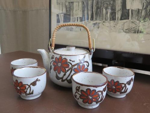 Vintage Japans keramiek theeset kan en 4 kopjes, Antiek en Kunst, Curiosa en Brocante, Ophalen of Verzenden